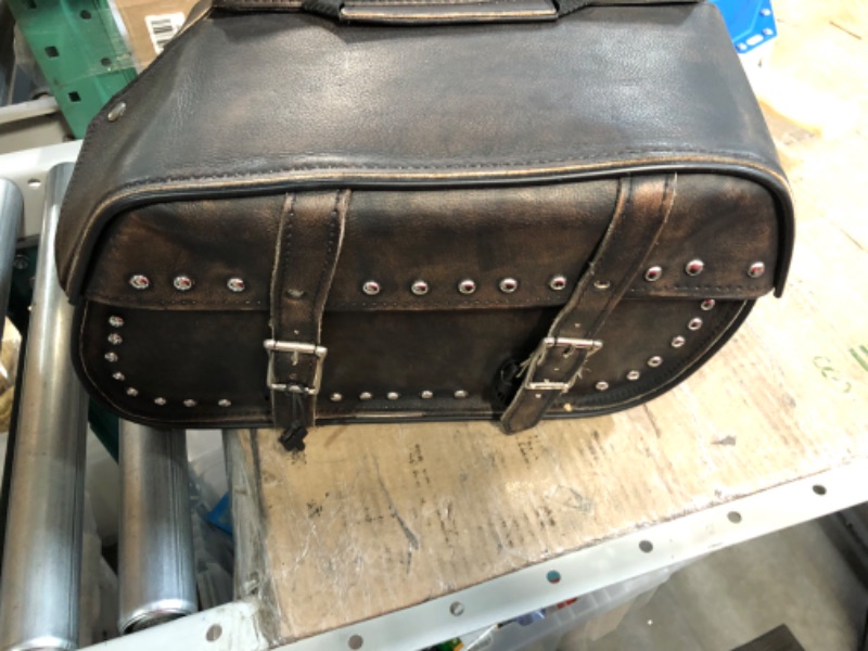 Photo 4 of Dream Apparel Naked Cowhide Leather Motorcycle Saddle Bags Studded Throw Over Saddlebags with Gun Holsters