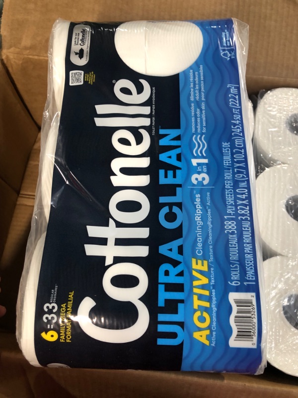 Photo 3 of Cottonelle Ultra Clean Toilet Paper with Active CleaningRipples Texture, Strong Bath Tissue, 24 Family Mega Rolls