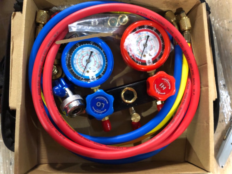 Photo 4 of (PARTS ONLY)VEVOR 3.5 CFM AC Vacuum Pump and Gauge Set, Single Stage Rotary Vane HVAC Air Vacuum Pump A/C Refrigerant Kit Manifold Gauge Set