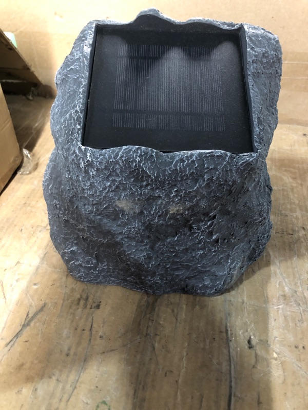 Photo 2 of Innovative Technology Outdoor Rock Speaker Pair - Wireless Bluetooth Speakers for Garden, Patio, Waterproof, Built for all Seasons & Solar Powered with Rechargeable Battery, Music Streaming - Charcoal