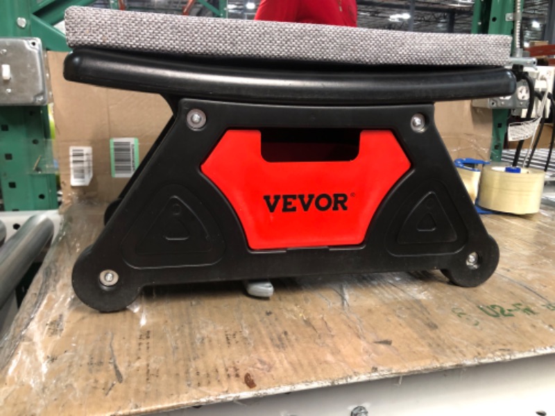 Photo 2 of VEVOR Mechanic Stool 300 LBS Capacity Garage Stool with Wheels, Heavy Duty Rolling Mechanics Seat, with Three Slide Out Tool Trays and Drawer, Rolling Tool Seat for Automotive Auto Repair