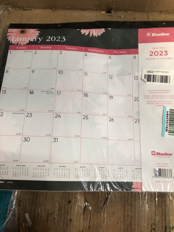 Photo 2 of Blueline 2023 Pink Monthly Desk Pad Calendar, 12 Months, January to December, 22" x 17", Pink Daisy Design (C193105-23)