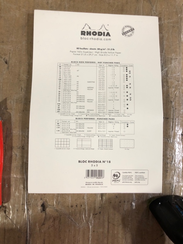 Photo 3 of Rhodia Ice Pad Staplebound 8.25X11.75 Grid 210x297mm Small Square White