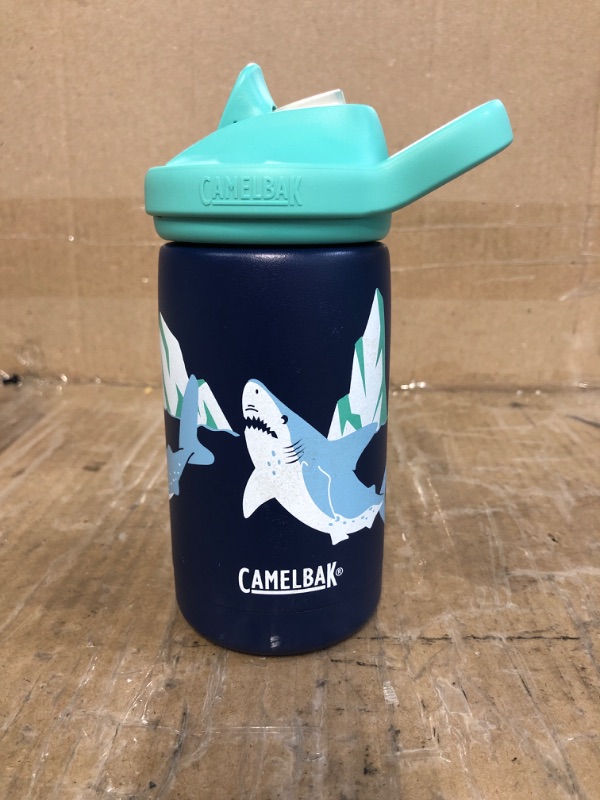 Photo 3 of CamelBak Eddy+ Kids Water Bottle with Straw, Insulated Stainless Steel - Leak-Proof When Closed Polar Sharks