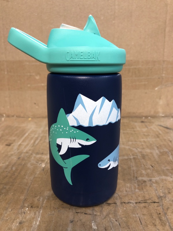 Photo 2 of CamelBak Eddy+ Kids Water Bottle with Straw, Insulated Stainless Steel - Leak-Proof When Closed Polar Sharks