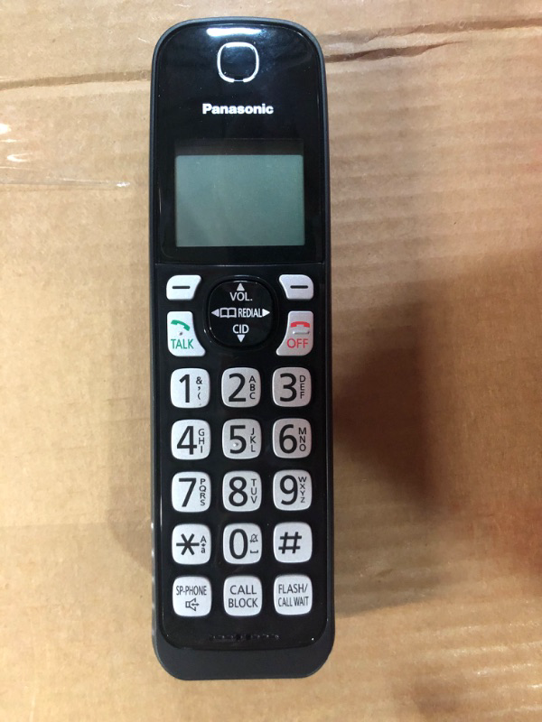Photo 2 of * sold for parts *
Panasonic Cordless Phone System, Expandable Home Phone with Call Blocking, Bilingual Caller ID and High-Contrast Display, 1 Handset