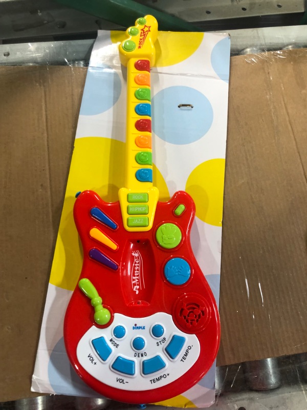 Photo 2 of Dimple Kids Handheld Musical Electronic Toy Guitar for Children Plays Music, Rock, Drum & Electric Sounds Best Toy & Gift for Girls & Boys (Red) (Single)