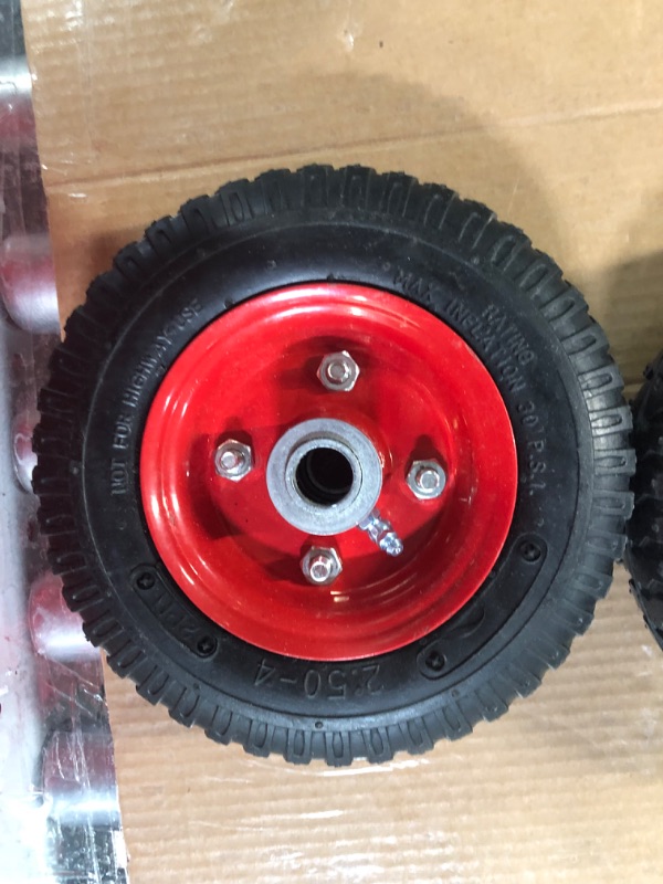 Photo 2 of AR-PRO 2-Pack 2.80/2.50-4" Tire and Wheel Set - with 5/8" and 1/2'' Adaptor Sintered iron bushings and 3" Centered Hub