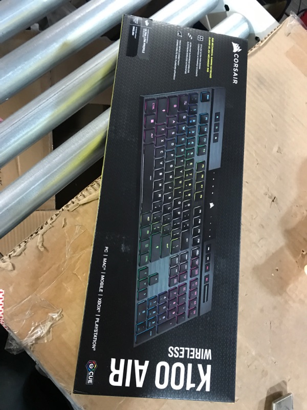 Photo 2 of *SEE NOTES Corsair K100 AIR Wireless RGB Mechanical Gaming Keyboard - Ultra-Thin, Sub-1ms Slipstream , Low-Latency Bluetooth, Cherry MX Ultra Low Profile Keyswitches - NA Layout, QWERTY - Black K100 AIR WIRELESS CHERRY MX Ultra Low Profile Switches