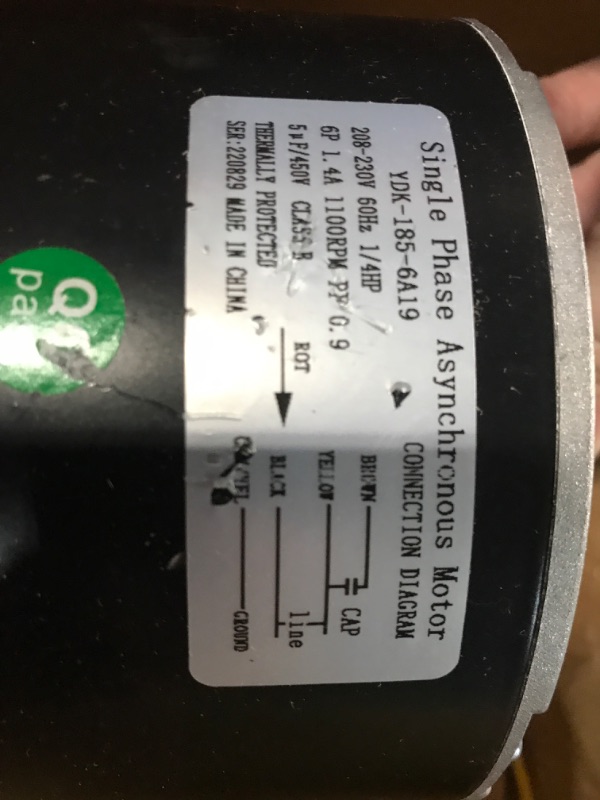 Photo 3 of **MISSING THE CONNECTOR**
5KCP39EGS070S Condenser Motor,3905 1/4 HP, 208/230V Condenser Fan Motor,OEM Standard Upgraded Replacement Condenser Fan Motor Improve