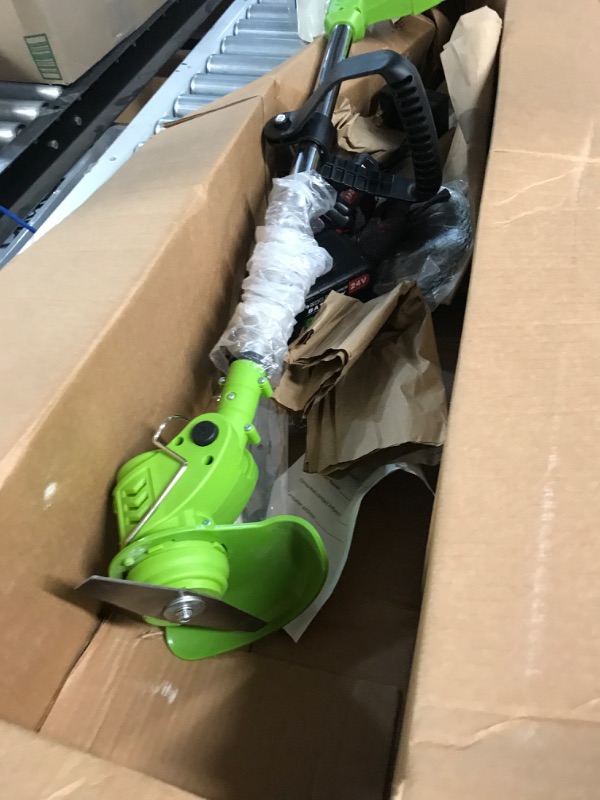 Photo 2 of **missing wheels and a nut is loose holding blade**
Cordless Trimmer Weed MowerTrimmer,Lightweight 3-IN-1 with Edger Tool,Mower