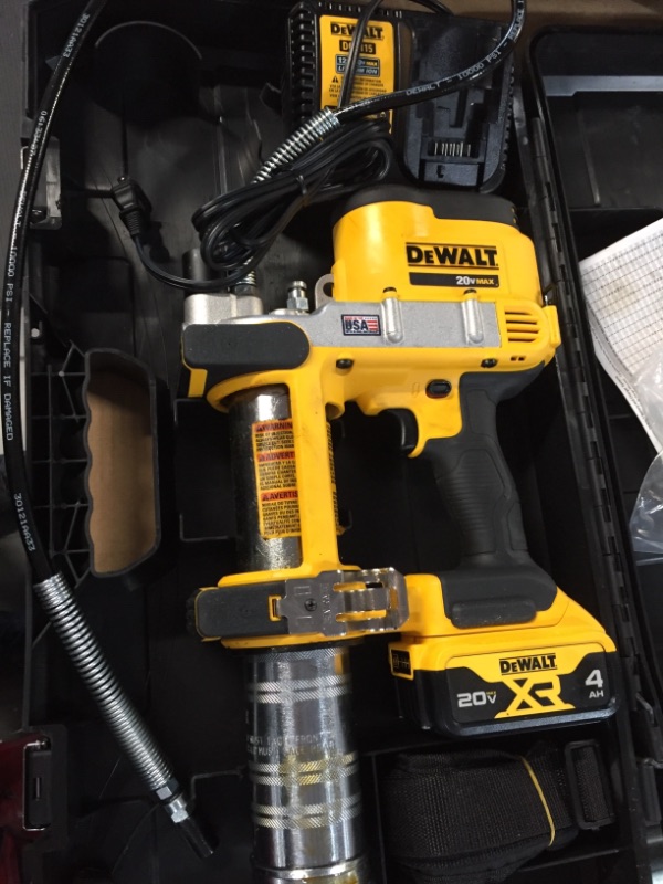 Photo 4 of DEWALT 20V MAX Grease Gun Kit, Cordless, 42” Long Hose, 10,000 PSI, Variable Speed Triggers