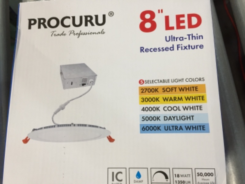 Photo 3 of Procuru 8 Inch LED Recessed Lighting with Junction Box Ultra-Thin, 3000K/4500K/6000K