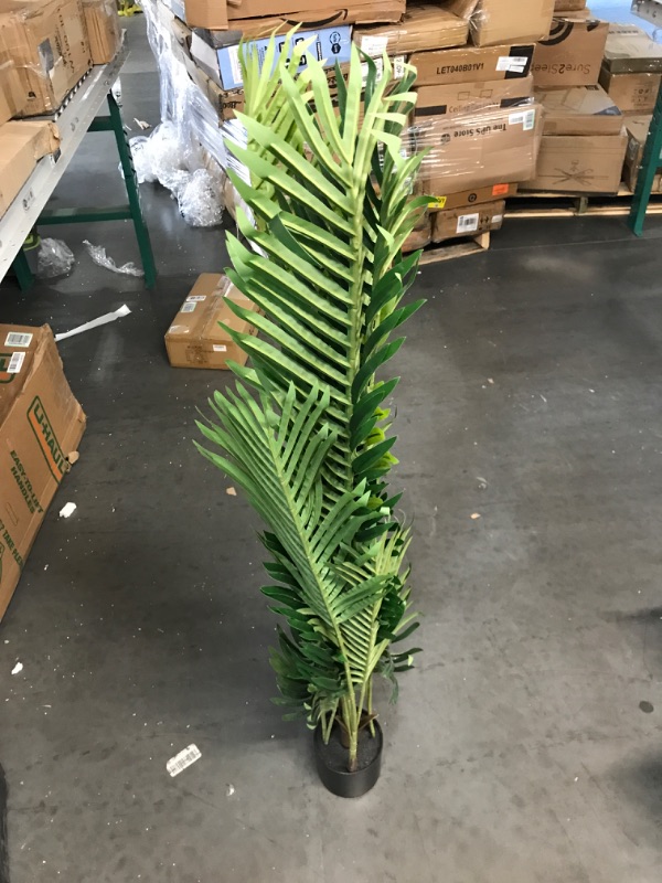 Photo 2 of [See Notes] Fopamtri Artificial Areca Palm Plant 4.6 Feet Fake Palm Tree with 15 Trunks Faux Tree (Decorative pot not included)