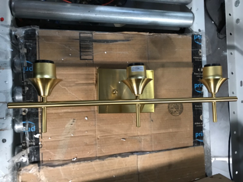 Photo 2 of [See Notes] VONLUCE 3-Light Gold Vanity Light Fixtures Over Mirror, Wall Mount Modern Brass Bathroom Sconce with Clear Glass -  Gold