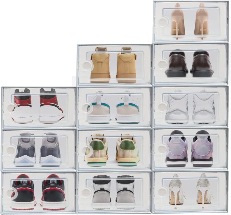 Photo 1 of [Factory Sealed] ikaufen 12 Pack Shoe Storage Box, Space Saving Shoe Boxes Clear Plastic