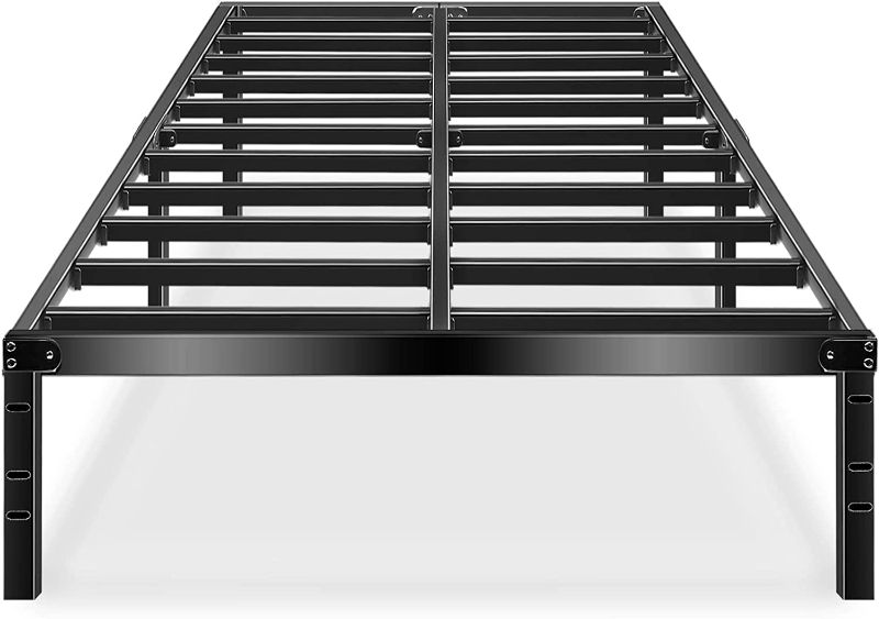 Photo 1 of [Notes] HAAGEEP Black Queen Bed Frame Metal No Box Spring Needed 14 Inch Platform Heavy Duty Beds Frames with Storage, BQ
