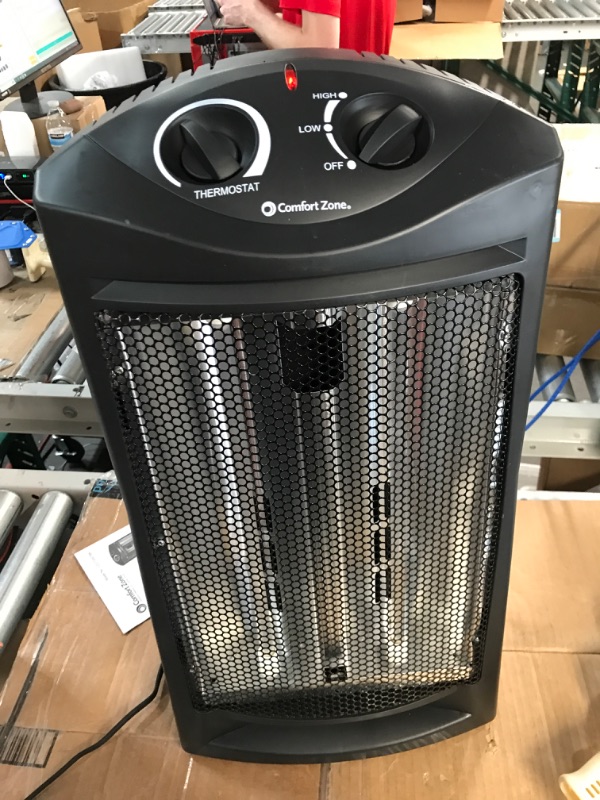 Photo 3 of [Used] Comfort Zone CZQTV007BK 1,500-Watt Electric Quartz Infrared Radiant Tower Heater with 3 Heat Settings and Overheat Protection, Black
