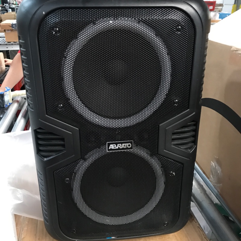 Photo 5 of *FOR PARTS ONLY DOES NOT FUNCTION **ABRATO Karaoke Machine for Adults & Kids – Bluetooth Speakers with Dual 8" Subwoofer & DJ Lights – Bonus 2 Wireless Microphones - Ideal for Home Party Camping Singing