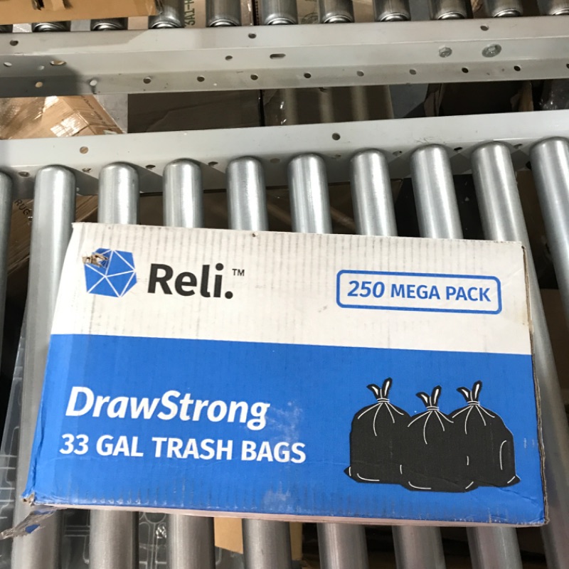 Photo 2 of Reli. 30 Gallon Trash Bags Drawstring | 250 Count Bulk | Black