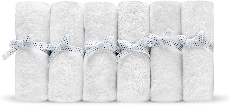 Photo 1 of Brooklyn Bamboo Fabric Washcloths for Toddlers-Baby Pack of 6 White (2PACK)