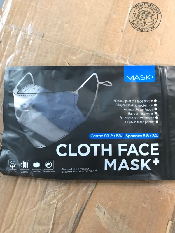 Photo 3 of Face Mask Reusable, Cloth 1black+1blue+1gray (2 PACK)