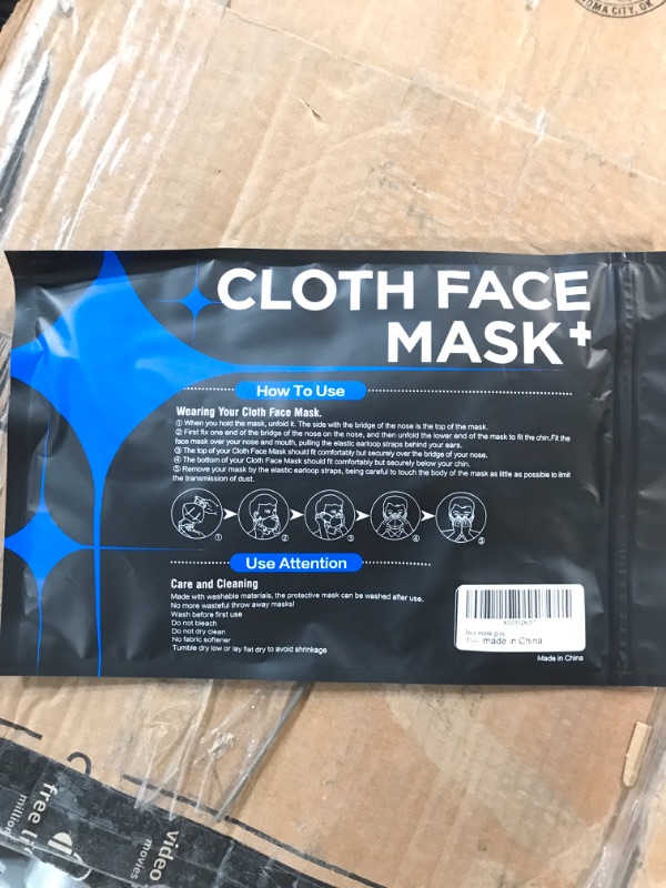 Photo 2 of Face Mask Reusable, Cloth 1black+1blue+1gray (2 PACK)