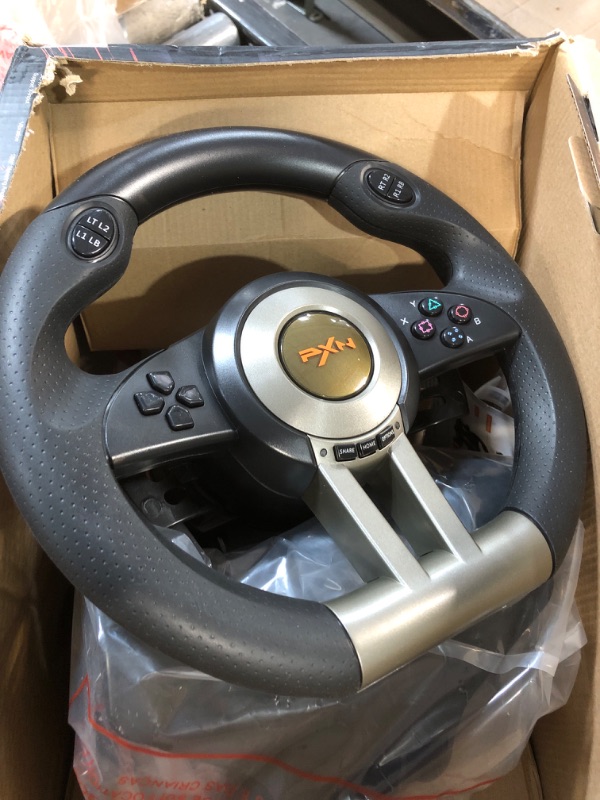 Photo 2 of Racing Wheel, PXN-V3II 180° Game Racing Steering Wheel with Pedal and Shift Paddle, Compatible for PC, PS3, PS4, Xbox One, Nintendo Switch.?Black?