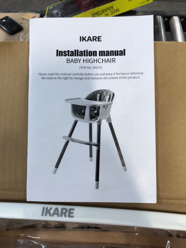 Photo 5 of IKARE Wooden Natural Baby High Chair W/ Removable Tray & Safety Harness, 3-in-1 Infant Highchair / Booster / Kid Chair  (Gray)