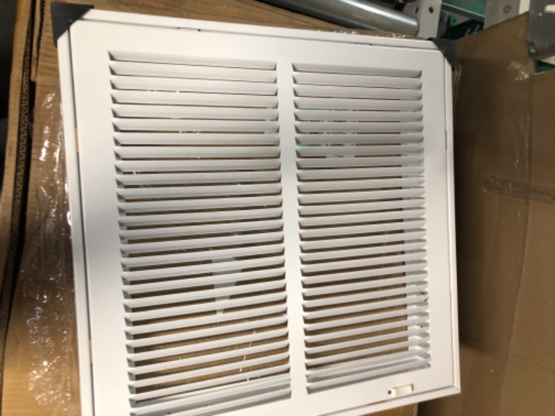Photo 1 of 14" X 14" Steel Return Air Filter Grille for 1" Filter - Easy Plastic Tabs for Removable Face/Door - HVAC DUCT COVER - Flat Stamped Face -White [Outer Dimensions: 15.75w X 15.75h] White 14 X 14
