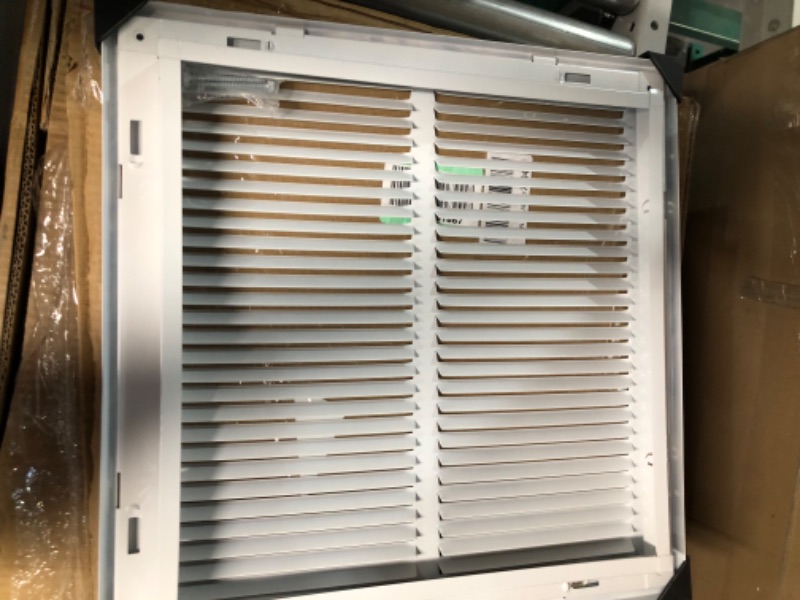 Photo 1 of 14" X 14" Steel Return Air Filter Grille for 1" Filter - Easy Plastic Tabs for Removable Face/Door - HVAC DUCT COVER - Flat Stamped Face -White [Outer Dimensions: 15.75w X 15.75h] White 14 X 14