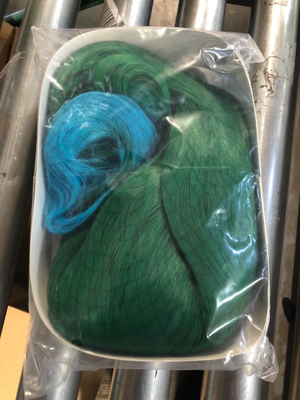 Photo 2 of Long Green Curly wig for Women , Costumes wig for women 28inches long green wigs with blue halloween costume (Green)