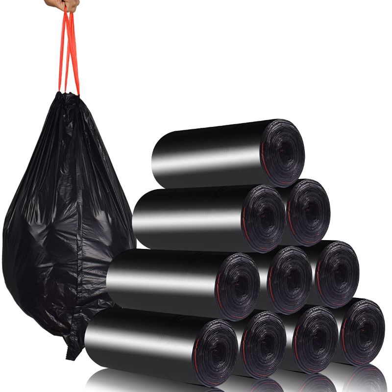 Photo 1 of *BRAND NEW* Trash Bags Drawstring Garbage Bags-Coocn Thicker Heavy Bathroom Trash can Liners for Bedroom Home Kitchen 50 Counts ,4-6 Gallon (Black)