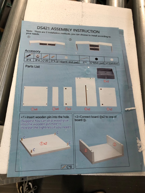 Photo 3 of TEAMIX Dual Monitor Stand Riser with 2 Drawers - White