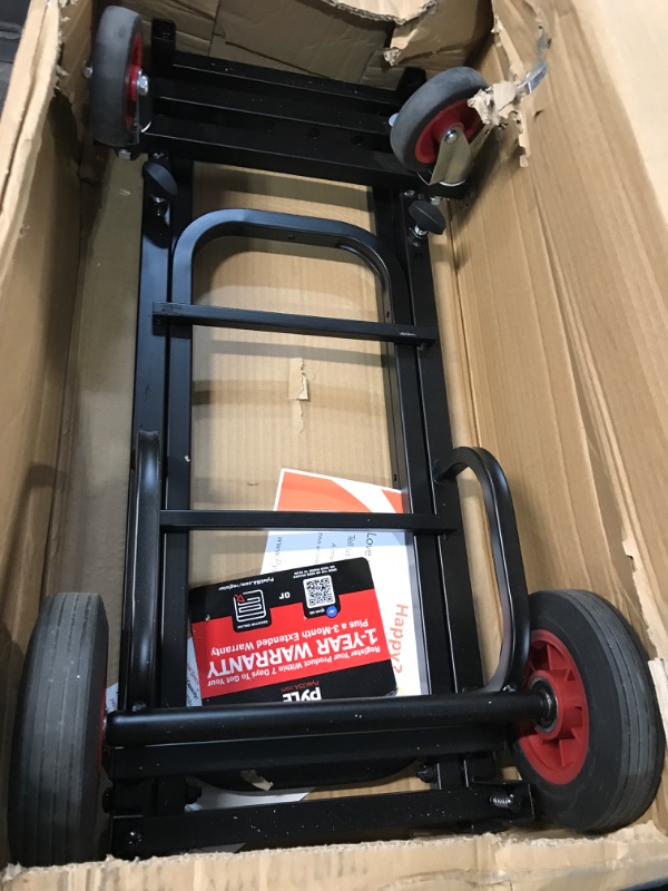 Photo 2 of Compact Folding Adjustable Equipment Cart - Heavy Duty 8-in-1 Convertible Cart Hand Truck/Dolly/Platform Cart with R-Trac Wheels - Expandable Up to 25.24" to 40.24" - Pyle PKEQ38 25.24'' x 14.25''