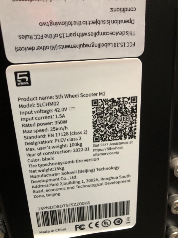 Photo 2 of ** SEE NOTES** Electric Scooter - 5TH WHEEL M2 Electric Scooter 