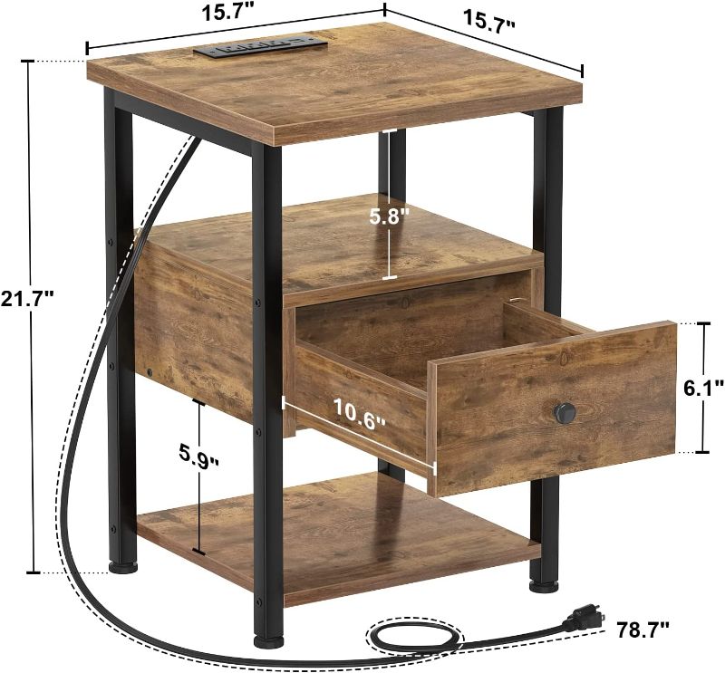 Photo 1 of * SEE NOTES* Ecoprsio Nightstand Set of 1 with Charging Station