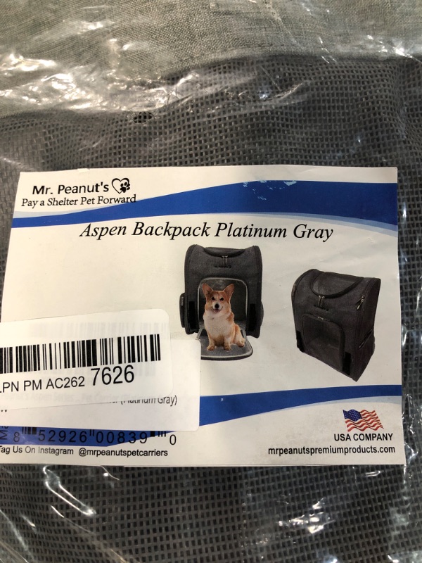 Photo 1 of * NEW * MR PEANUT ASPEN BACKPACK FOR PETS ( PLATINUM GRAY ) 