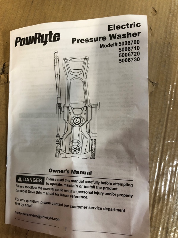 Photo 2 of **RED**** PowRyte Electric Pressure Washer with Hose Reel, Foam Cannon, 2 Different Pressure Tips, Power Washer, 3500 PSI 2.4 GPM P2O3500RC2