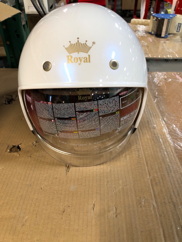 Photo 2 of *NEW** Royal M139 Open Face Motorcycle Helmet - Gloss White X-Large