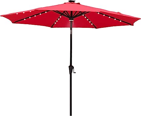 Photo 1 of  10 ft Solar Powered Outdoor Market Patio Table Umbrella with LED Lights and Tilt