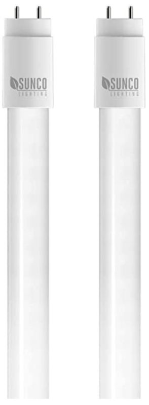 Photo 1 of Sunco Lighting T8 LED 4FT Tube Light Bulbs Ballast Bypass Fluorescent Replacement, 6000K Daylight Deluxe, 18W, Clear Cover, Retrofit, Single Ended Power (SEP), Commercial Grade – UL 6000k Clear 2pcs
