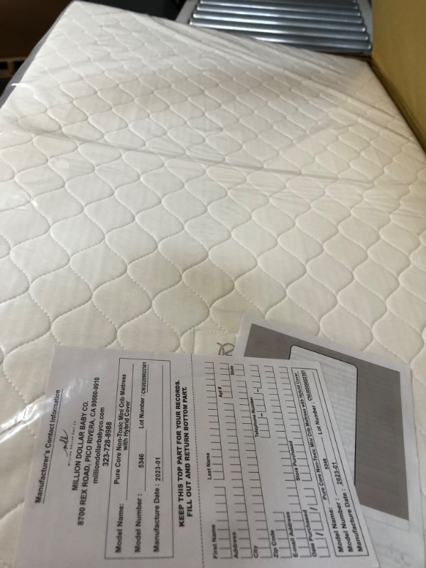 Photo 4 of Babyletto Pure Core Mini Crib Mattress, Hybrid Waterproof Cover, Lightweight, Greenguard Gold Certified