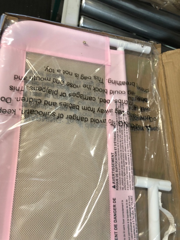 Photo 1 of Dream On Me Adjustable Mesh Bed Rail, Two Height Levels, Ready To Use, Compatible with Adult Twin Size Beds, All Steel construction, Equipped with Guard Gap, Durable Nylon Fabric Mesh, Pink