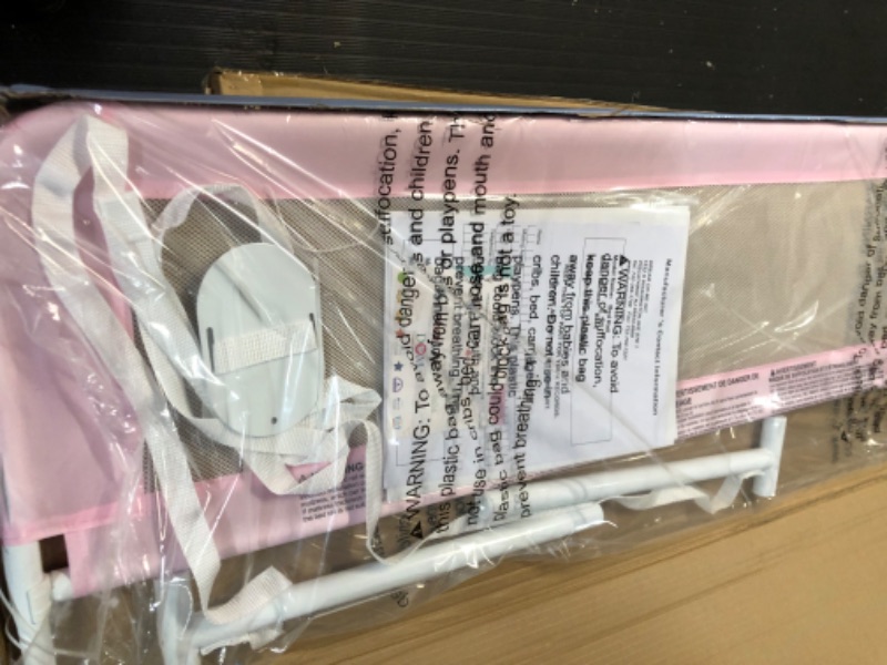 Photo 1 of Dream On Me Adjustable Mesh Bed Rail, Two Height Levels, Ready To Use, Compatible with Adult Twin Size Beds, All Steel construction, Equipped with Guard Gap, Durable Nylon Fabric Mesh, Pink