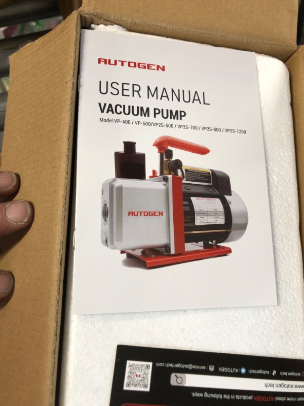 Photo 2 of AUTOGEN Single-Stage Rotary Vane Vacuum Pump 4CFM 5 Pa 1/3HP for Air Conditioner Refrigerant HVAC Air Tool R410a 1/4" Flare Inlet Port