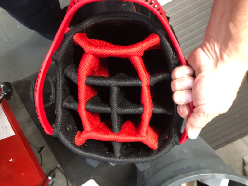 Photo 5 of 14 Way Golf Cart Bag for Push Bag Classy Design Full Length with Cooler, Rain Hood, Putter Well Red