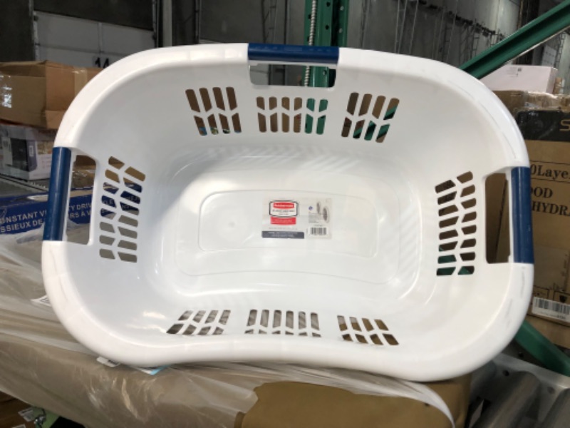 Photo 5 of *SEE NOTES* Rubbermaid Hip Hugger Laundry Basket, Standard, White, 1.86 cu ft 1.5 Bushel 