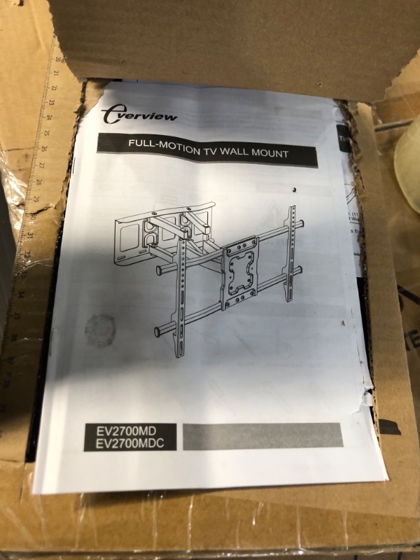 Photo 2 of EVERVIEW Full Motion TV Wall Mount Bracket fits for Most 37-75 inch LED,LCD,OLED Flat Curved TVs,Dual Articulating Arms Swivels Tilts Rotation, VESA 600X400mm,132lbs,Fits 12/16" Wood Stud