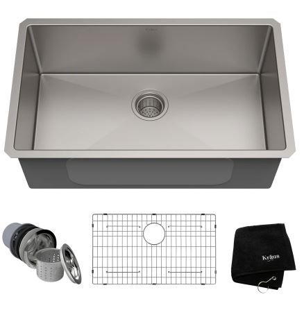 Photo 1 of **see notes**  33" Single Basin 16 Gauge Stainless Steel Kitchen Sink for Undermount Installations - silver1017632041
